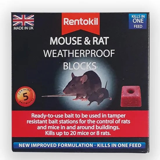 Rentokil PSMR43 Rat and Mouse Weatherproof Blocks Black