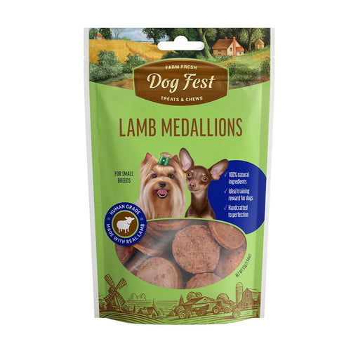 Dog Fest Dog Treats Lamb/Turkey/Ostrich Medallions Single/10 Pack