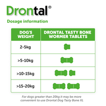 Load image into Gallery viewer, Drontal Tasty Bone Wormer Tablets, Convenient for Small &amp; Medium Dogs (2 to 20kg) 6 Tablets
