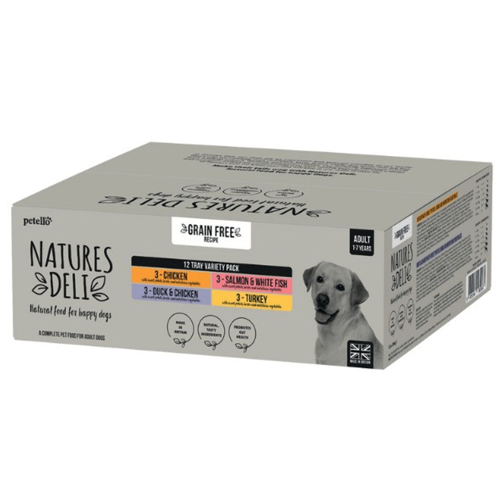 Natures Deli Adult Dog Food Grain Free Variety Box 12 x 395g