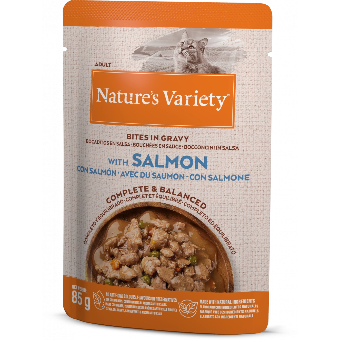 Nature s Variety Wet Cat Food Pouches Chicken Or Salmon Bites In Gravy 85g