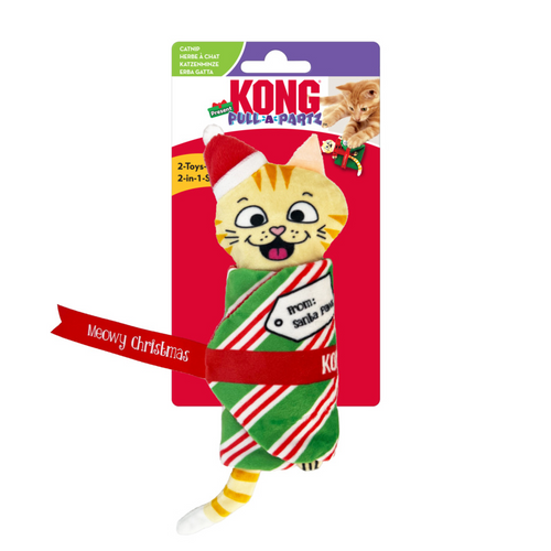 KONG Holiday Cat Pull-A-Partz Present Striped Wrap