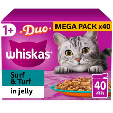 Load image into Gallery viewer, WHISKAS 1+ Cat 85g Pouches x 40 , Fish, Poultry fish and Surf &amp;Turf 
