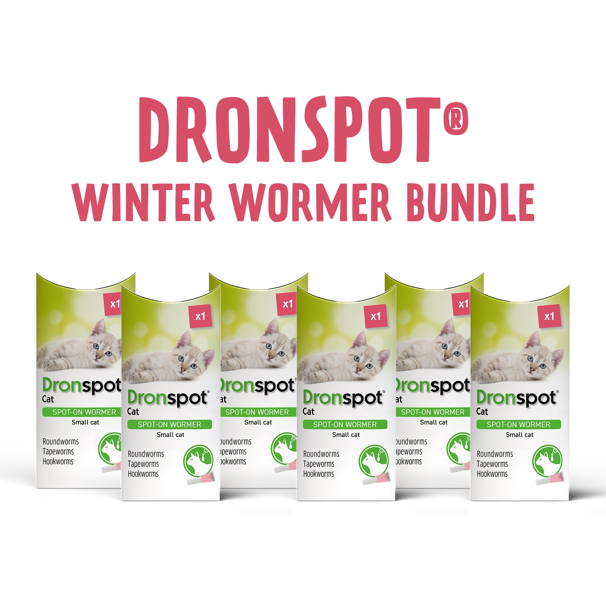 Dronspot Spot On Wormer for Small Cats (0.5 to 2.5kg) 6 Pipettes