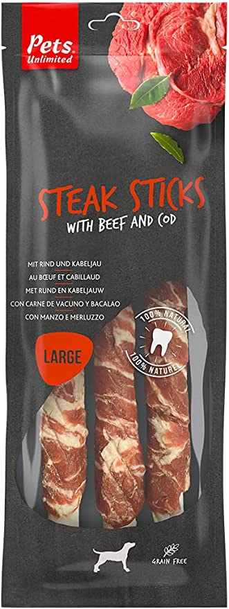 Pets Unlimited Steak Sticks Beef - Various Sizes 