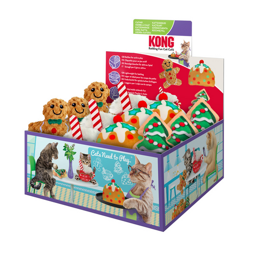 KONG Holiday Cat Softies Scrattles Cafe Assorted Styles 12 Pack