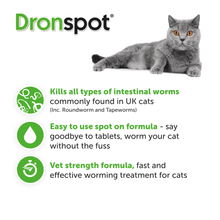 Load image into Gallery viewer, Dronspot Spot On Wormer for Large Cats (5 to 8kg) 6 Pipettes
