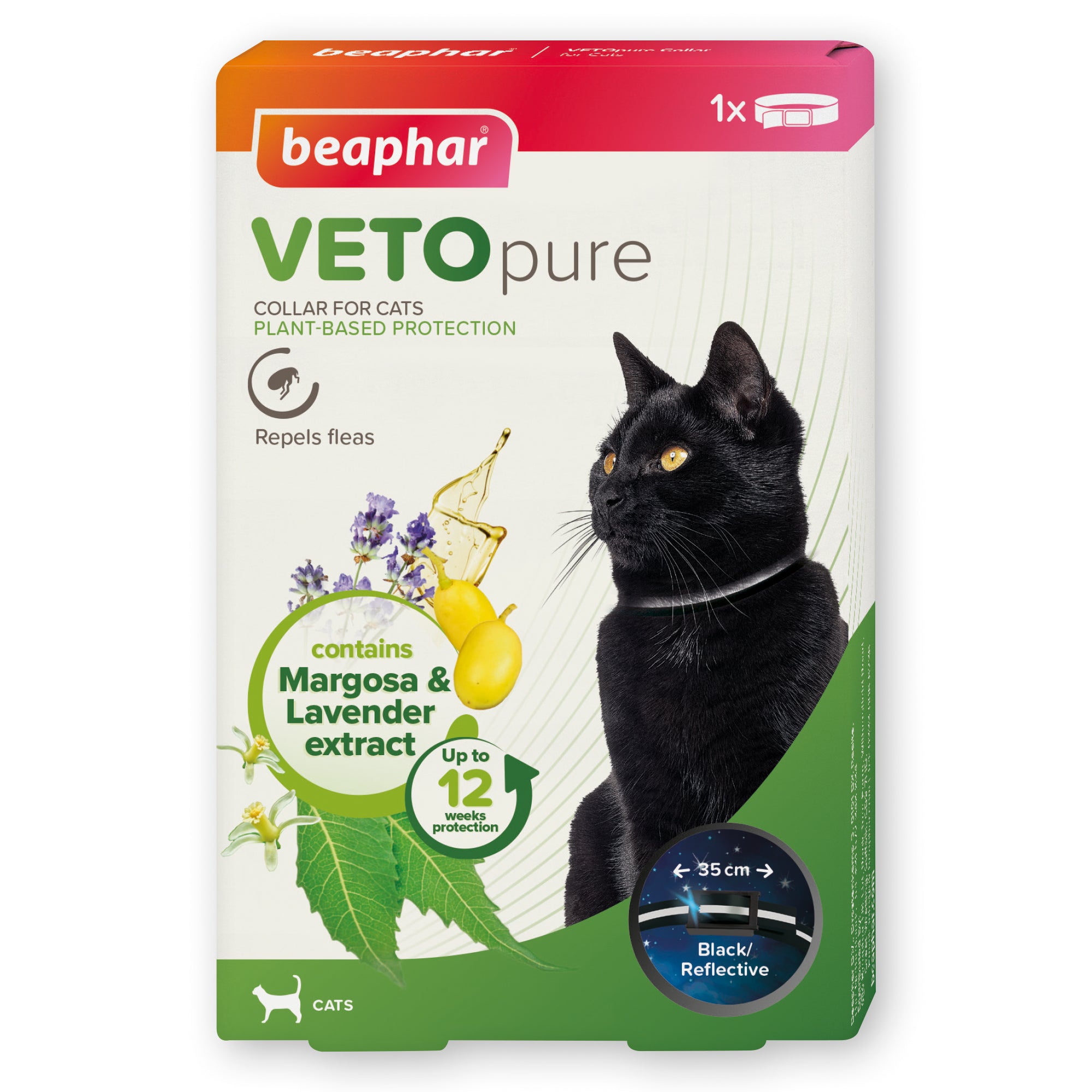 Beaphar VETOpure Reflective Collar For Cats Plant-Based Protection Repels Fleas