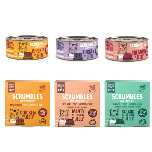 Scrumbles Wet Cat Jelly Chicken/Turkey/Duck/Salmon/Tuna Flavours 80g x 12/18	