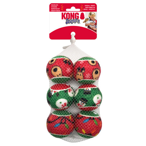 KONG Holiday SqueakAir Balls 6pk Small/Medium