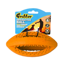 Load image into Gallery viewer, Grubber Medium Heavy Duty Rubber Dog Toy Rugby Ball Interactive Toy ASSORTED
