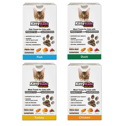 KittyRade Meat Bites Treats With Prebiotics & Superfoods For Cats 100g