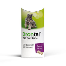 Load image into Gallery viewer, Drontal Tasty Bone Wormer Tablets for Small &amp; Medium Dogs - 2 to 20kg All Pack Sizes
