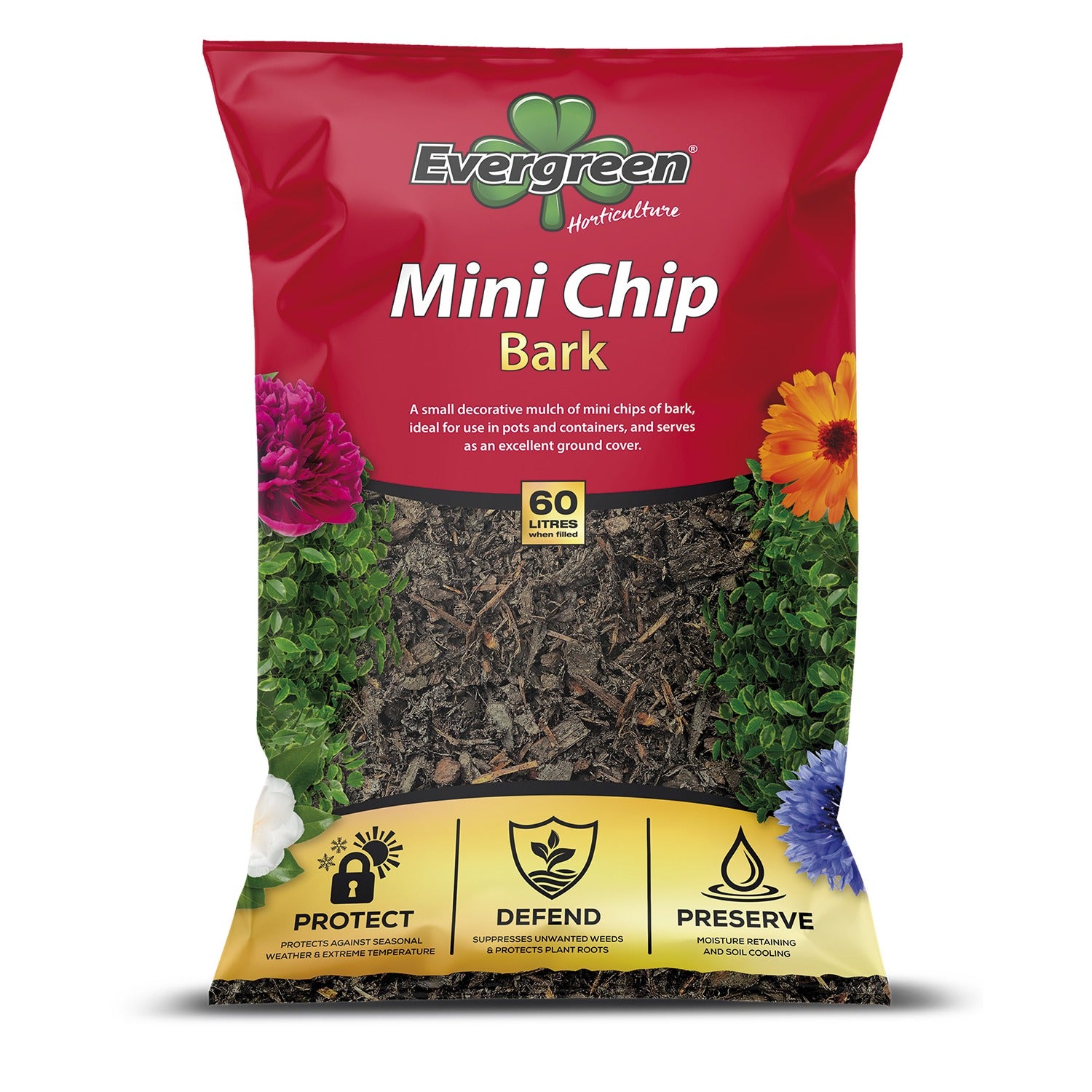 Evergreen Mini Chip Bark 60 Litres