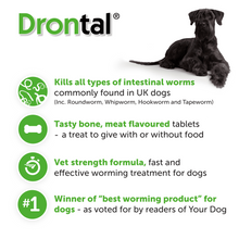 Load image into Gallery viewer, Drontal Tasty Bone Wormer Tablets, Convenient for Small &amp; Medium Dogs (2 to 20kg) 6 Tablets
