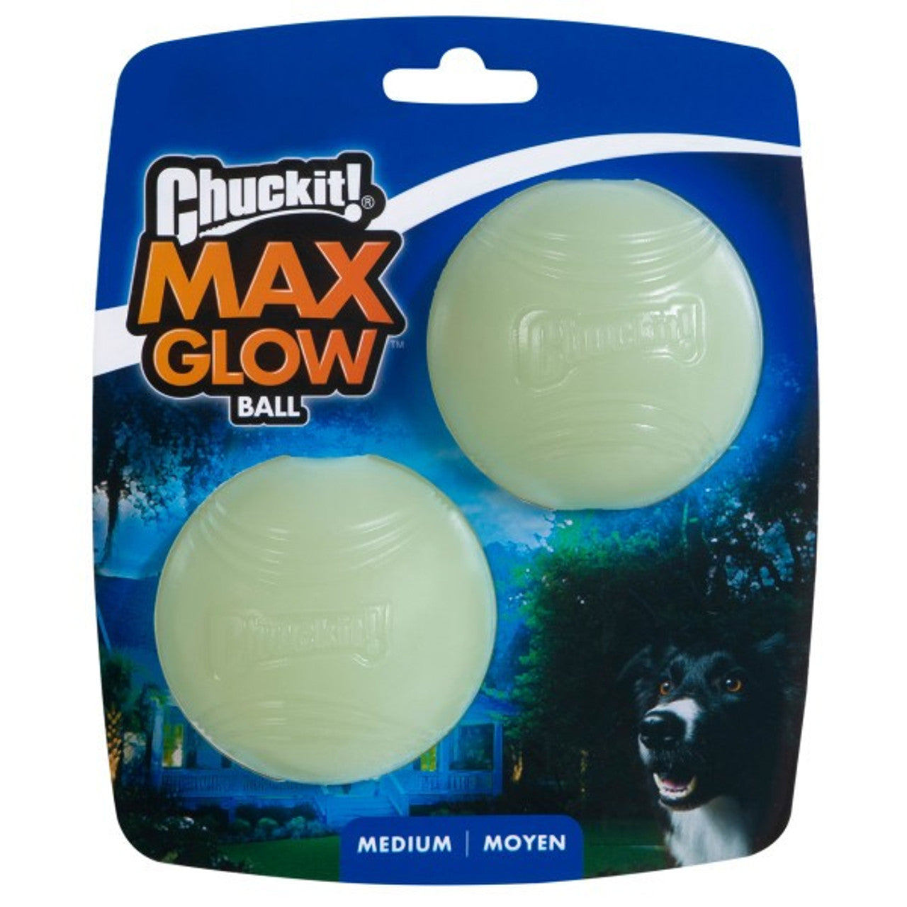 Chuckit! Max Glow Dog Fetch Toy Balls Medium 2 Pack