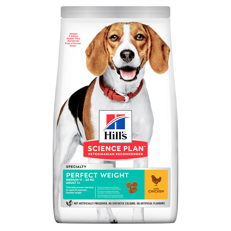 Hill's Science Plan Adult Perfect Weight Medium Dry Dog Food Chicken Flavour 12kg