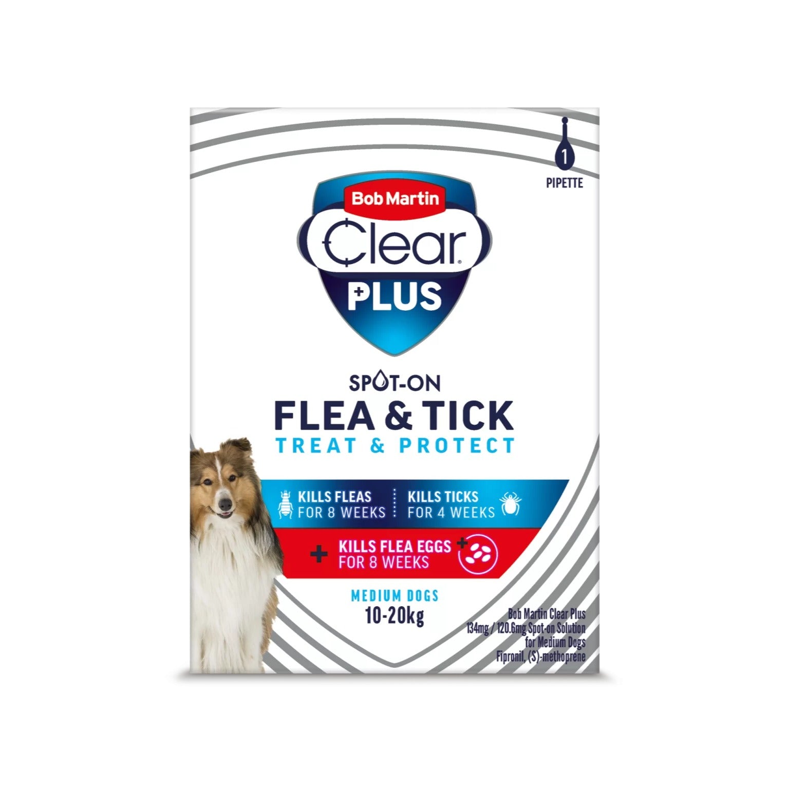 Bob Martin Clear Plus 134mg /120.6mg Spot-On Solution for Medium Dogs