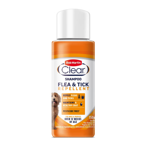 Bob Martin Clear Repellent Flea & Tick Shampoo For Dogs 150ml