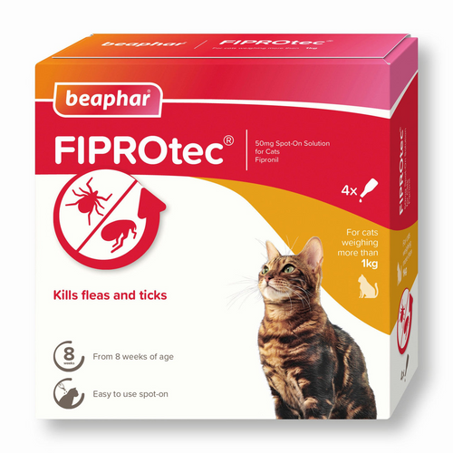 Beaphar Fiprotec Spot On Cat 4 Pipettes