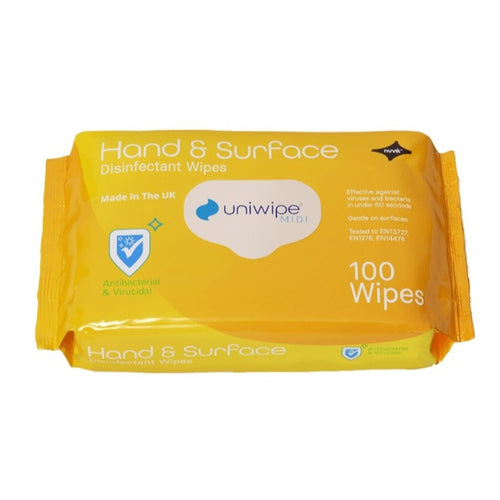 Uniwipe Hand & Surface Disinfectant Wipes 100 Pack	