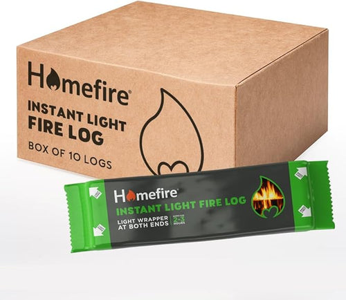 Homefire Instant Light Fire Log 1kg Burn For 2-3 Hours (10 Pack)