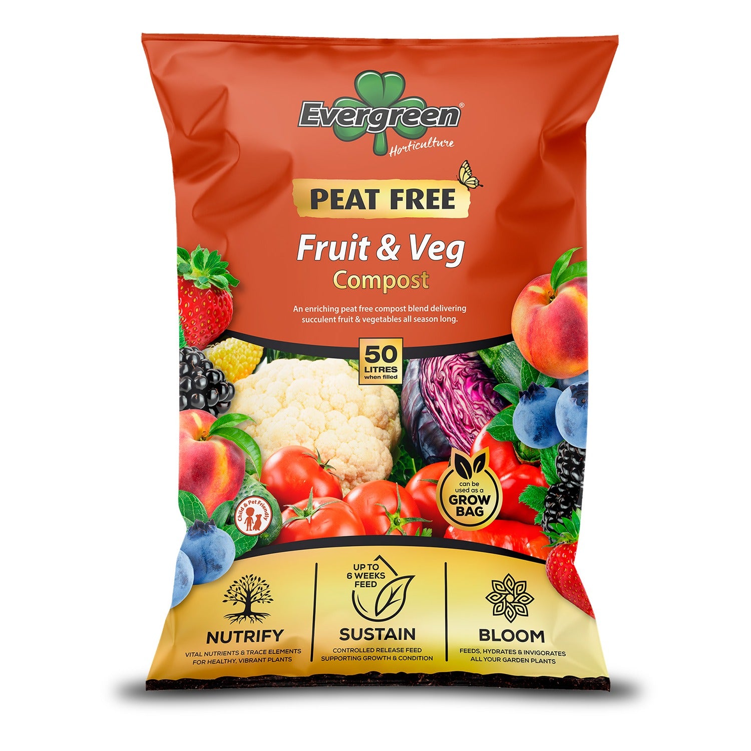 Evergreen Peat Free Fruit & Veg Compost 50 Litres