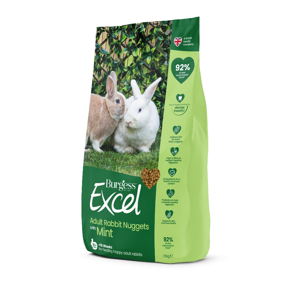 Burgess Excel Adult Rabbit Nuggets with Mint 1.5kg 3kg 10kg