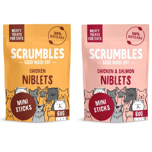 Scrumbles Niblets Meaty Treats For Cats Chicken & Salmon 60g