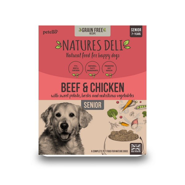 Natures Deli Senior GF Beef & Chicken Wet Dog Food 395g