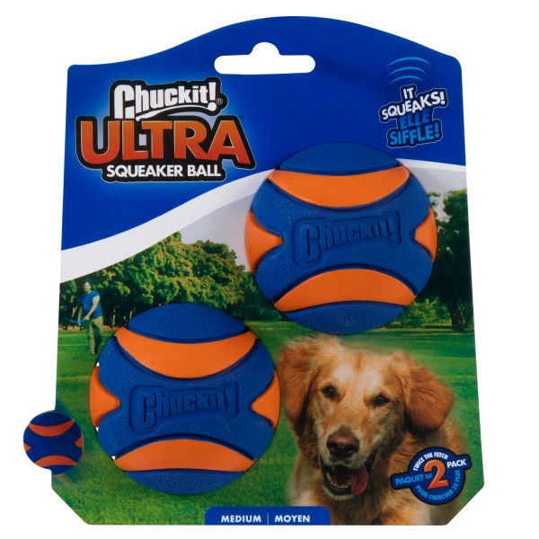 Chuckit Ultra Squeaker Dog Toy Fetch Ball 2 Pack