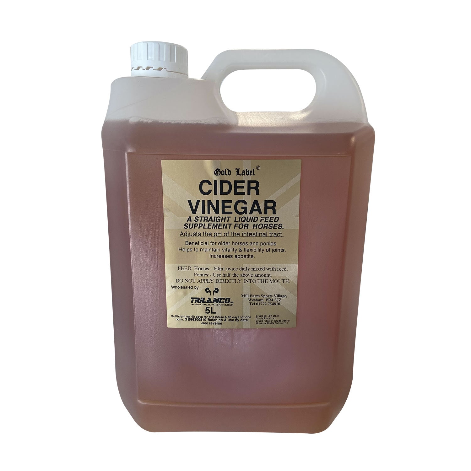 Gold Label Cider Vinegar For Horses- 5 Litre 